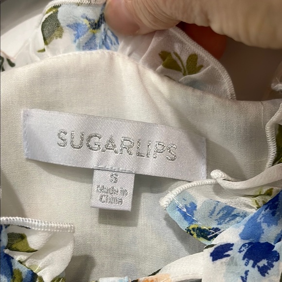 Sugarlips Blue and Green Puff Sleeve Long Sleeve Blouse - Picture 8 of 13